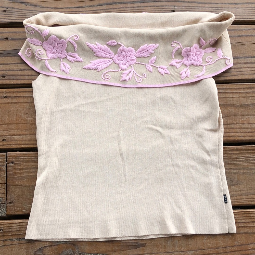 BCBG tan and Pink top